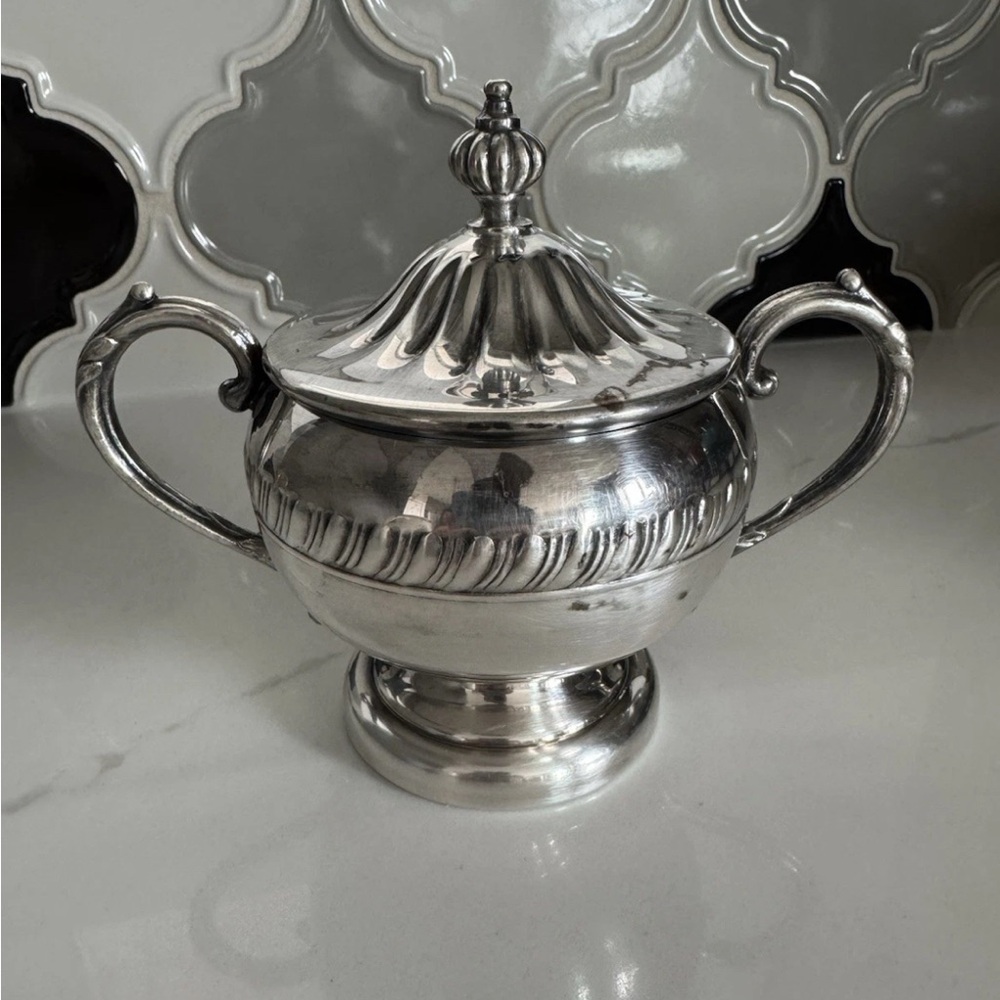 Vintage Viking Plate EP Brass Sugar Bowl with Lid & Handles